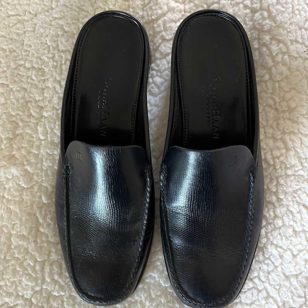 Cole Haan black leather mules